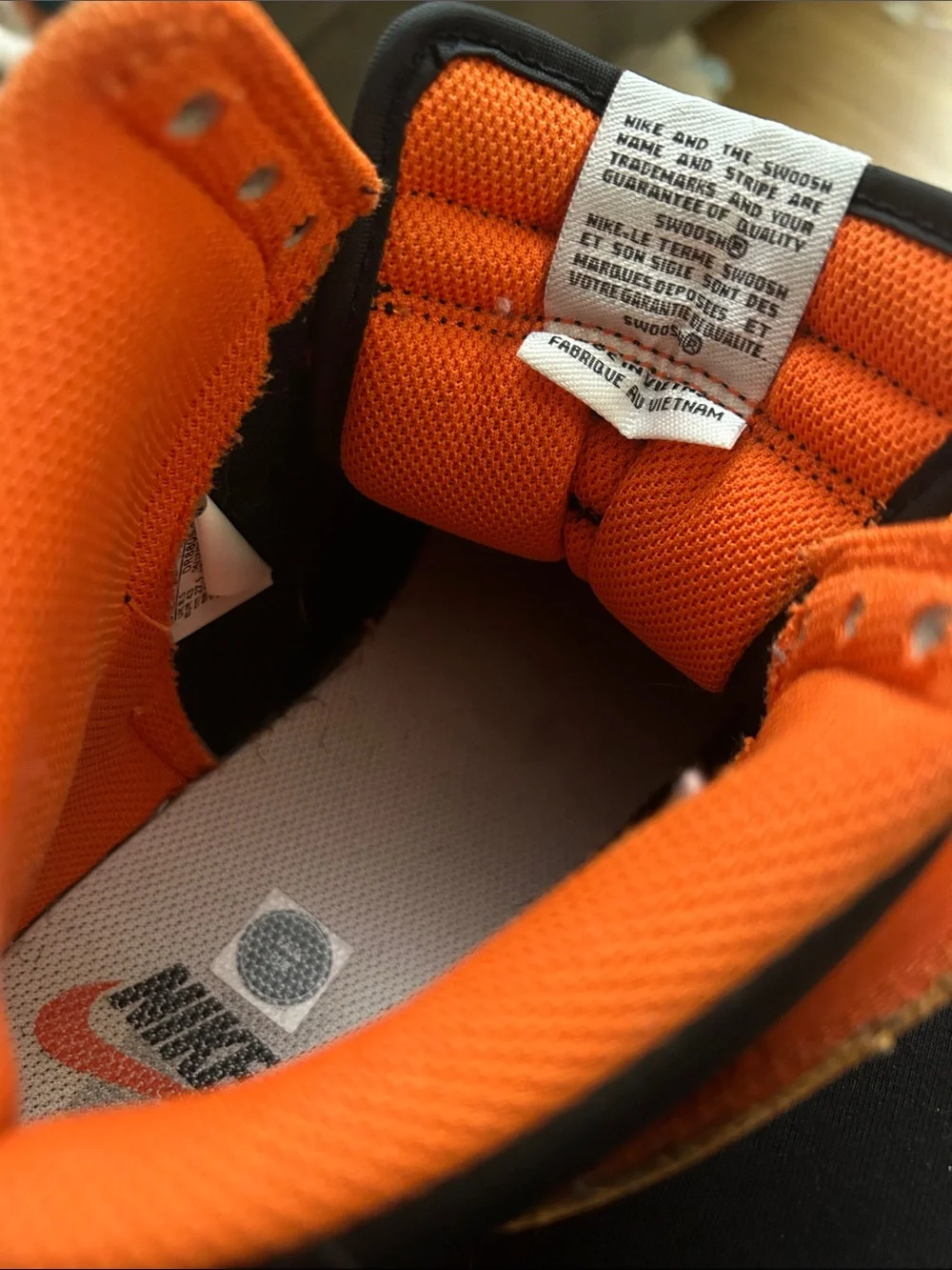 Nike Dunk Hi Retro Univ. Orange/Black High-Top Sneakers Textured Swoosh 11/9.5 - Picture 6 of 8